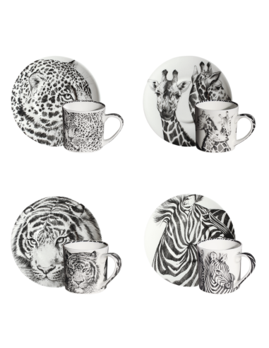 Taitù Set 4 tazze caffè con piattino Wild Spirit