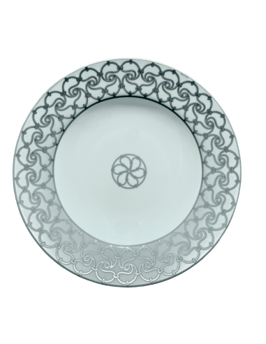 Hermès Fil d'argent Gris Soup Plate (x6)