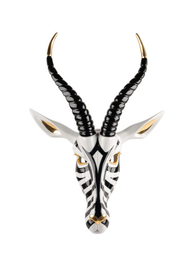 Lladró Antelope mask. Black and gold