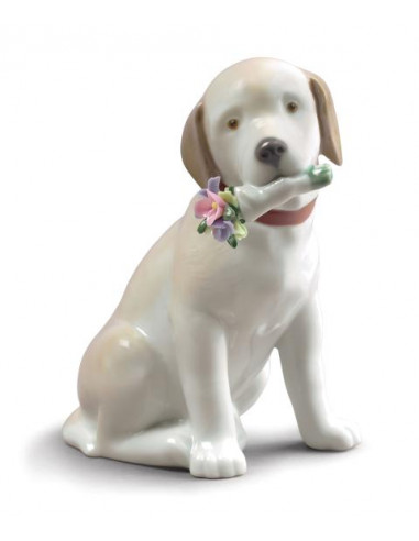 Statua Lladró Cane Questi fiori sono per te