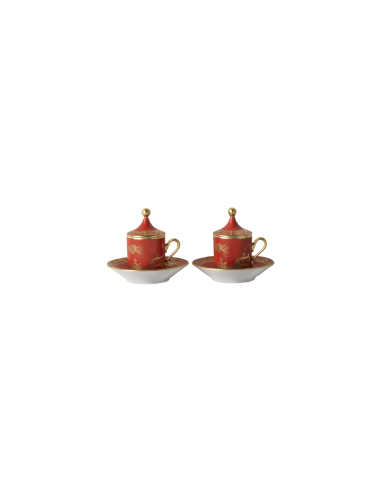 Ginori 1735 Set 2 caffè con coperchio Oriente Italiano Rubrum